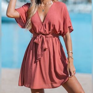 Cupshe red belted mini wrap dress large